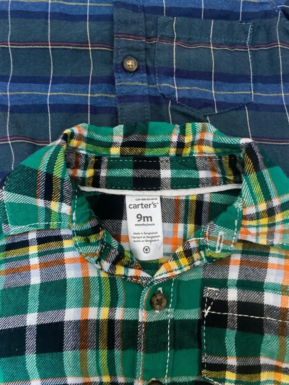 Carter's Green & Navy Plaid Long-Sleeve Button Shirt 2pc Set